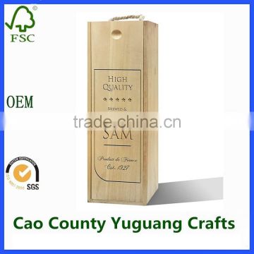 wooden wine bottle boxes single wine glass bottle box with custom logo