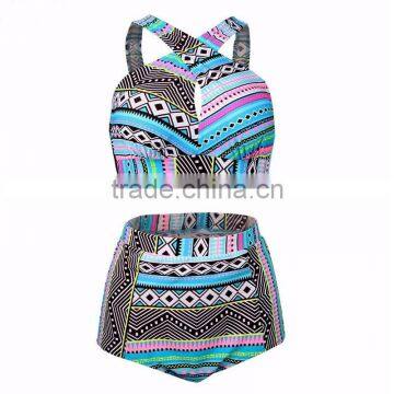 Plus Size Swimwear Women Swimsuit 2016 New Bikinis High Waist Bathing Suits Print Vintage Retro Floral Bikini Set photo-6