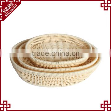 PE rattan weaving fruit holder supermarket display baskets wholesale