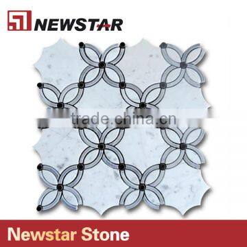Newstar Hot Saling Italian White Carrrara Marble Flower Shape Mosaic photo-3