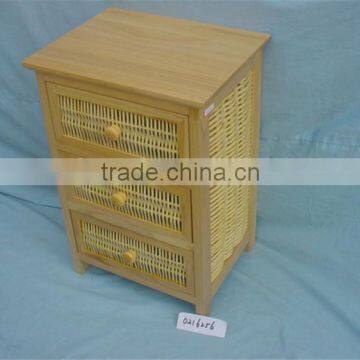 Custom High Quality Wicker Basket Drawers Wooden Storage Cabinet