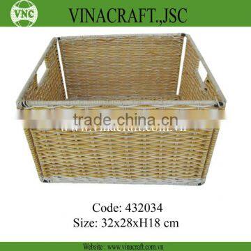 Rattan foldable laundry basket with handles