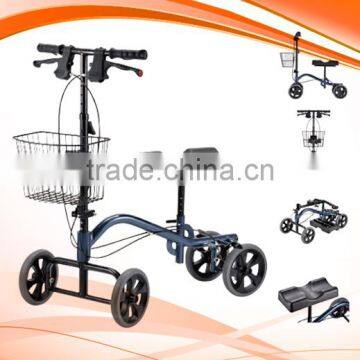 FOLDABLE KNEE WALKER WITH REMOVABLE BASKET/STEEL KNEE SCOOTER "MIT" Hot in US