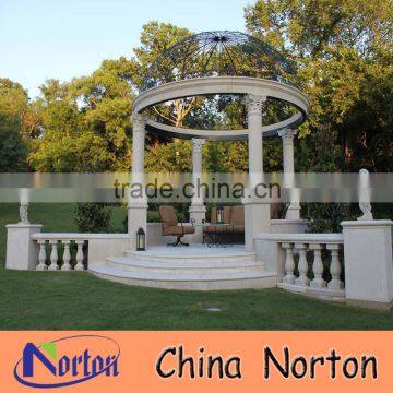 Garden lager stone carving gazebo with handrails NTGM-025Y