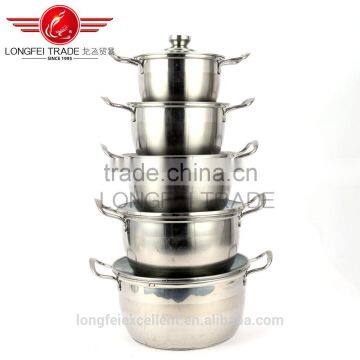 5pcs High Quality Stainless Steel Big Soup Pot Set/camping Cookware photo-2