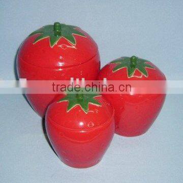 BT5 CERAMICS Ceramic Strawberry shape Canister set of 3 pcs