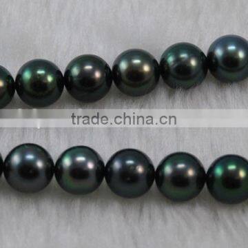 Wholesale 13-14mm Peacock Green Genuine Tahitian Pearl Strands photo-3