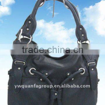 black leather handbag