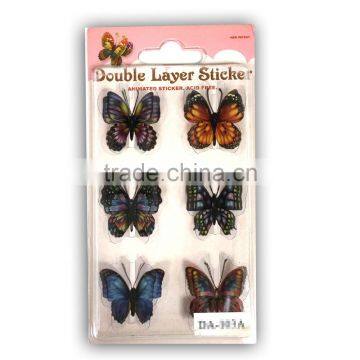 Double Layer Sticker, Butterfly Double Layer Sticker, 3D Butterfly Sticker