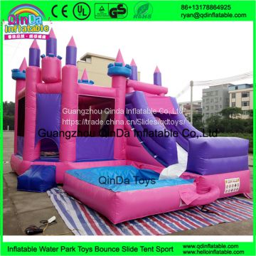 Guangzhou Qinda Princess inflatable bouncy castle with water slide swimming pool kids jumping castle for sale