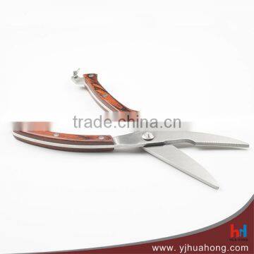 10" Pakka Wood Handle Stainless Steel Chicken Bone Scissors photo-5