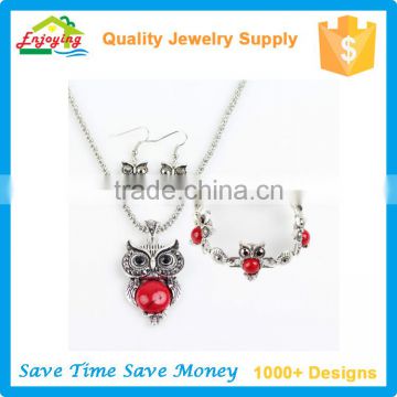 Vintage Style Turquoise Owl Pendants Alloy Mental Earrings Bracelet Necklace Sets