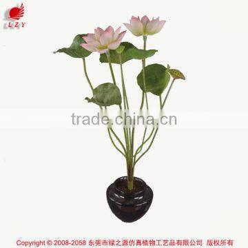 Nearly Nature Artificial 2 Flower Group of Lotus in Pot Bonsai Plant for Indoor Decoration photo-3