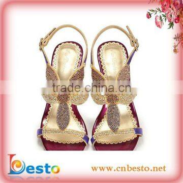 S0001 Elegant ladies red high heel rhinestone sandal for wedding