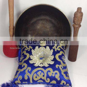 High Quality Shakyamuni Buddha And Mantra Carved Tibetan 7 Metal Meditation Singing Bowl photo-2