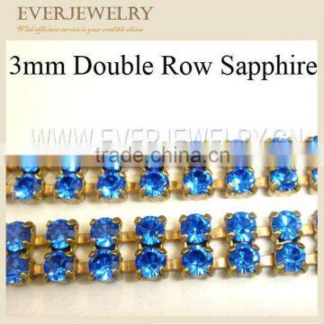 2 row rhinestone cup chain