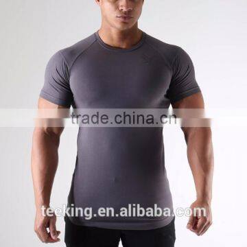 Raglan 95%cotton 5%spandex bulk wholesale gym compression t shirts