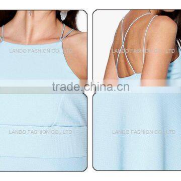 2016 New Arrival Beautiful Lady Designer Solid Color One-piece Short Dress Stitching Designs photo-6