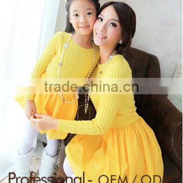 new autumn design girl dress mother and daughter knitted bubble dress family matching wear