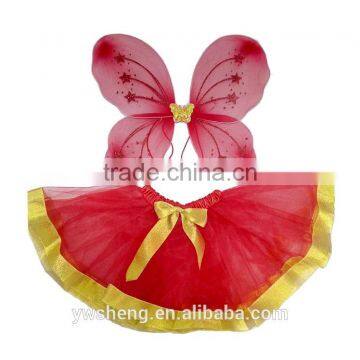 Wholesale New Style Girls Butterfly Fairy Wings with glitter Tutu Sets