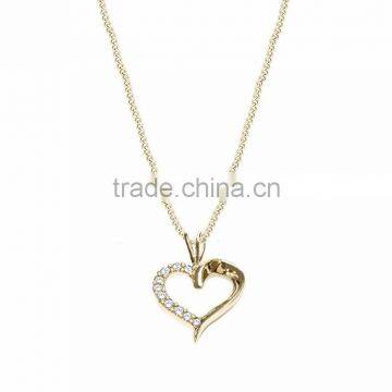 Fashionable Gold Plated CZ Studded Heart Pendant