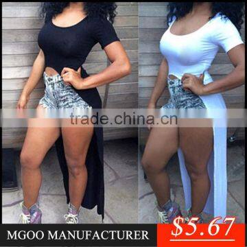 MGOO High Quality Stock Cheap Price Fashion Plus Size Dress Font Cut Women Dress Short Sleeve African Dress Z185