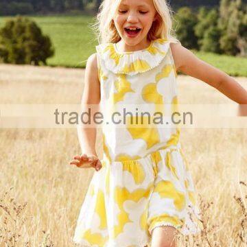 Summer 100% Cotton Bbay Girl Dresses Children Round Neck Sleeveless Dress Boutique Girl Clothing