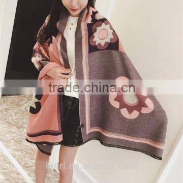2016 Luxury Brand Cashmere Scarf For Women Sunflower Pattern Pashmina Cashmere Shawls Winter Women Blanket Scarf photo-6