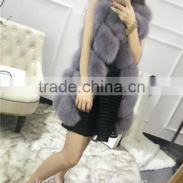 Natural Real Fox Fur Vest New 2016 Winter Long Thick Women Genuine Fur Vest Jacket Pockets Real Fur Vest Coats for Women photo-2