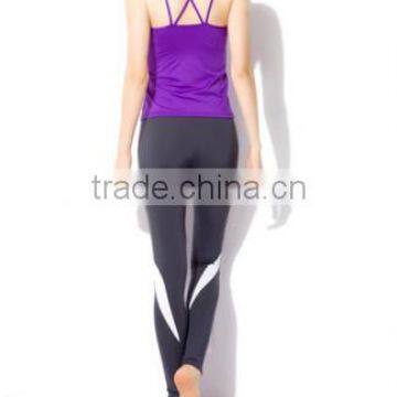 Purple Women 's Aerobics Pant Suit Yoga Shirts Body Building Sexy Clothing photo-2