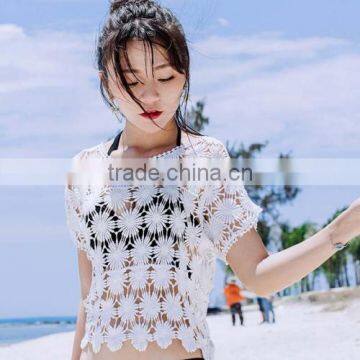 Short Sleeve Blouses Sexy Women See Through Blouses photo-2
