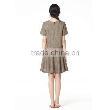 Lasted Design Casual Dress Short Sleeve Linen for Lady With Good Quality 2016 photo-4