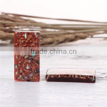 Resin & Shell Mosaic Dome Seals Cabochon Rectangle Coffee photo-2