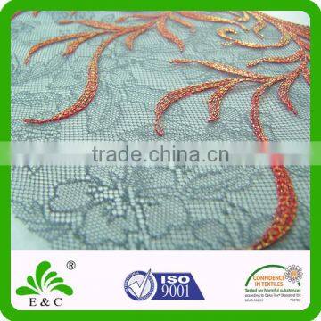 Creative Design Lurex Glitter Yarn on Floral Lace Fabric Embroidered Lace
