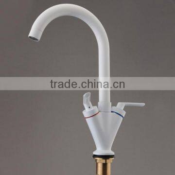 Best Promotion! Modern Double Handle Bathroom Faucet Kitchen Sink Swivel Spout Mixer Tap White Excellent Quality photo-5