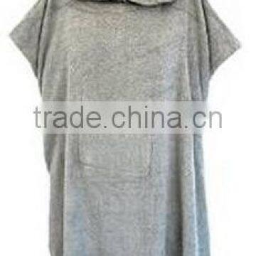 100% cotton black color L size custom robe towel woven terry adult poncho towel hooded