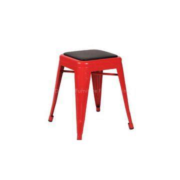 Red Metal Dining Chair With Cushion