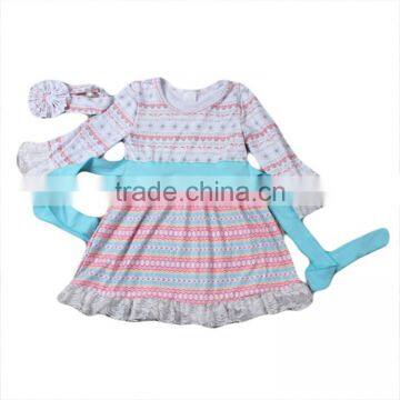 2016 new arrival long sleeve strap dress knit cotton unique latest dress designs for flower girls