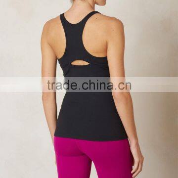 Fitness Apparels Black Plain Tight Fashion Running Shirts Ladies Gym Vest photo-2