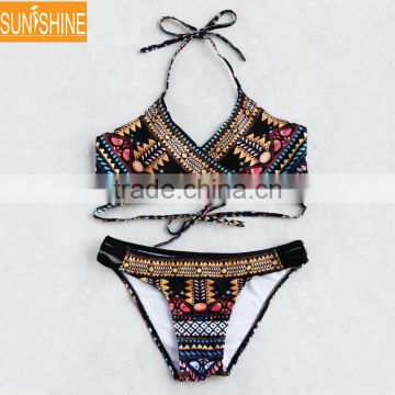 Africa Digital Printed Wrap Bikini Women Two Piece Bikini Swimwear