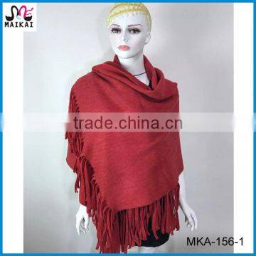 Wholesale 2016 hot selling women's fashion suede tassel knitted shawl