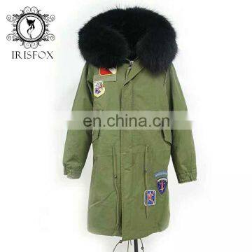 army green winter jacket men warm casual parka, raccoon fur coats big size