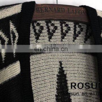 Black Great Star Pattern Woman Cardigan Shawl Style With Fringes Crochet Sweater Pattern photo-5