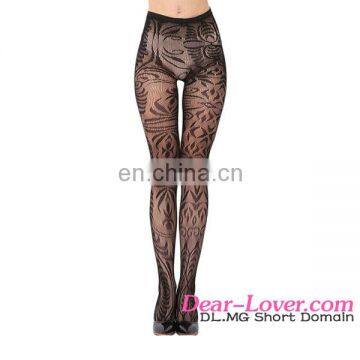 Women Black Arabesque Jacquard Seamless Tights Pantyhose Wholesale