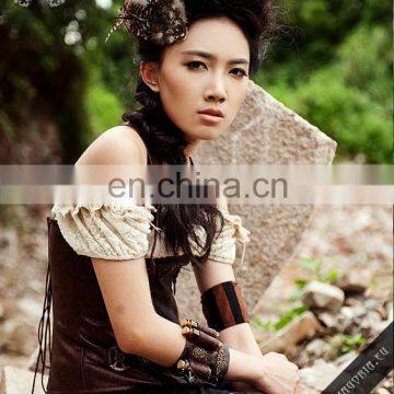 Steampunk Style Waistband Armband Made of Synthetic Leather photo-4