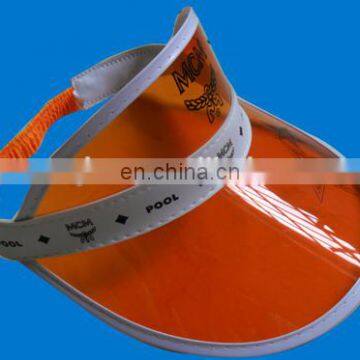 Orange pvc plastic sun visor with black logo