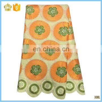 2016 Top design african wedding lace material swiss voile lace fabric with stones cotton lace M16033120