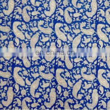 Hand Block printed Cotton fabric paisley print Indigo fabric / Fabric / 100% Cotton Fabric