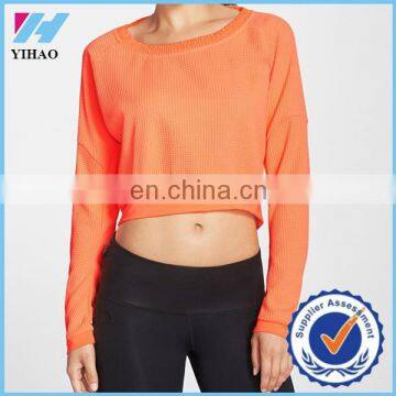 Trade assurance Yihao women's sportswear crewneck cropped pullover hoodie sweatshirts