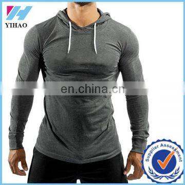 Yihao men's sportswear fitness muscle fit pullover custom gym hoodies